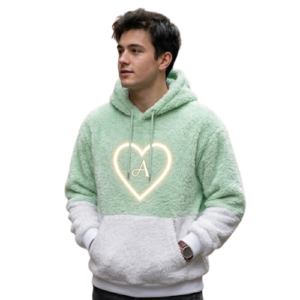 glow heart sherpa hoodie