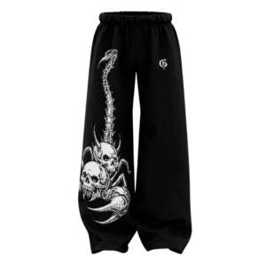 pantalón de sudadera de ata ancha negro con blanco