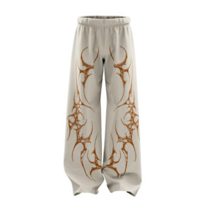 pantalón de sudadera de basta ancha color crema