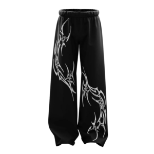 pantalón de sudadera de basta ancha negro estampado