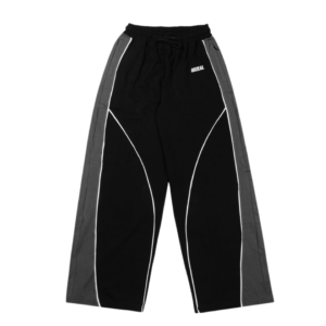 pantalón de sudadera de basta ancha negro, gris y blanco